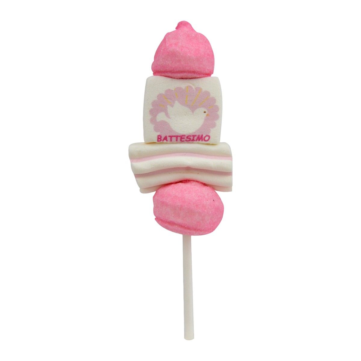 Biribao Guimauve Mini Brochette Baptême Rose 22 Gr.