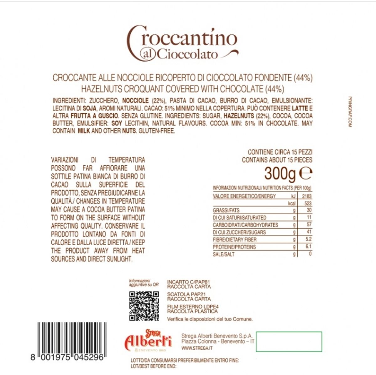 Strega Alberti Croccantini al Cioccolato 300 Gr.