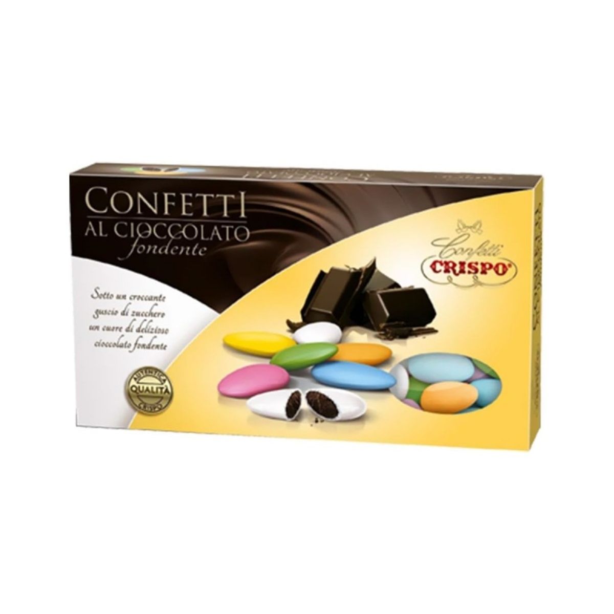 Dragées au chocolat noir Crispo Couleurs assorties 1 Kg.