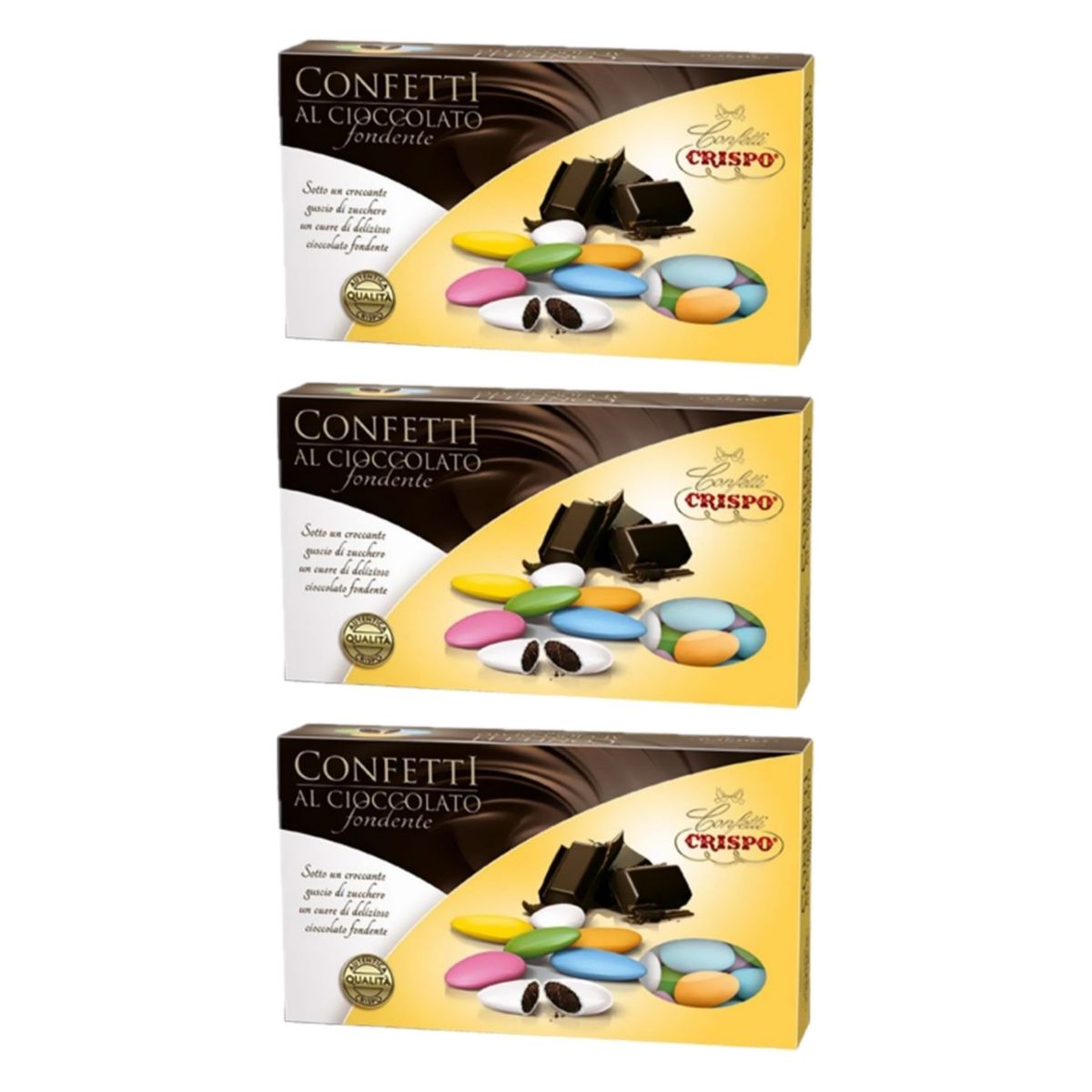 Dragées au Chocolat Noir Crispo Couleurs Assorties 1 Kg. 3 pièces