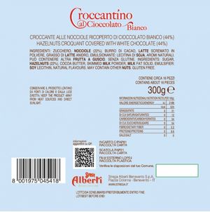 Strega Alberti White Chocolate Croccantino 300 g – Crunchy Nougat with Hazelnuts and Almonds Coated in White Chocolate_1