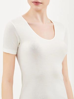 Maglia Ragno donna mezza manica in lana e seta art.4027_1