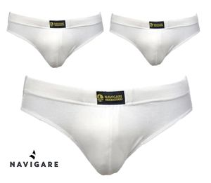 Navigare set 3 slip da uomo bianchi elastico interno art.574_0