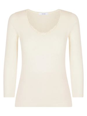 Maglietta Ragno donna manica lunga di pura lana con pizzo art.309A_desktop_2