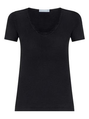 Maglietta Ragno donna a manica corta di pura lana con pizzo art.3097_1